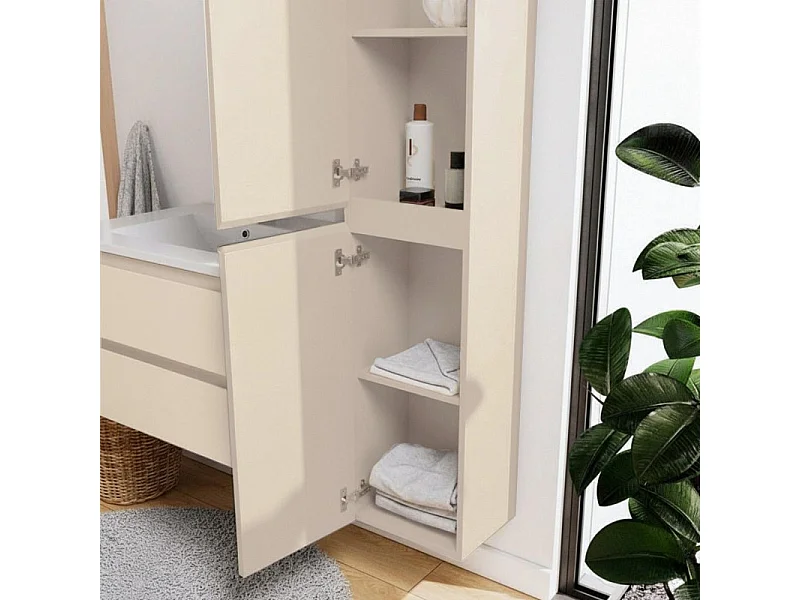 Meuble simple vasque 60cm SORRENTO Décor chêne +vasque+robinet+miroir+colonne