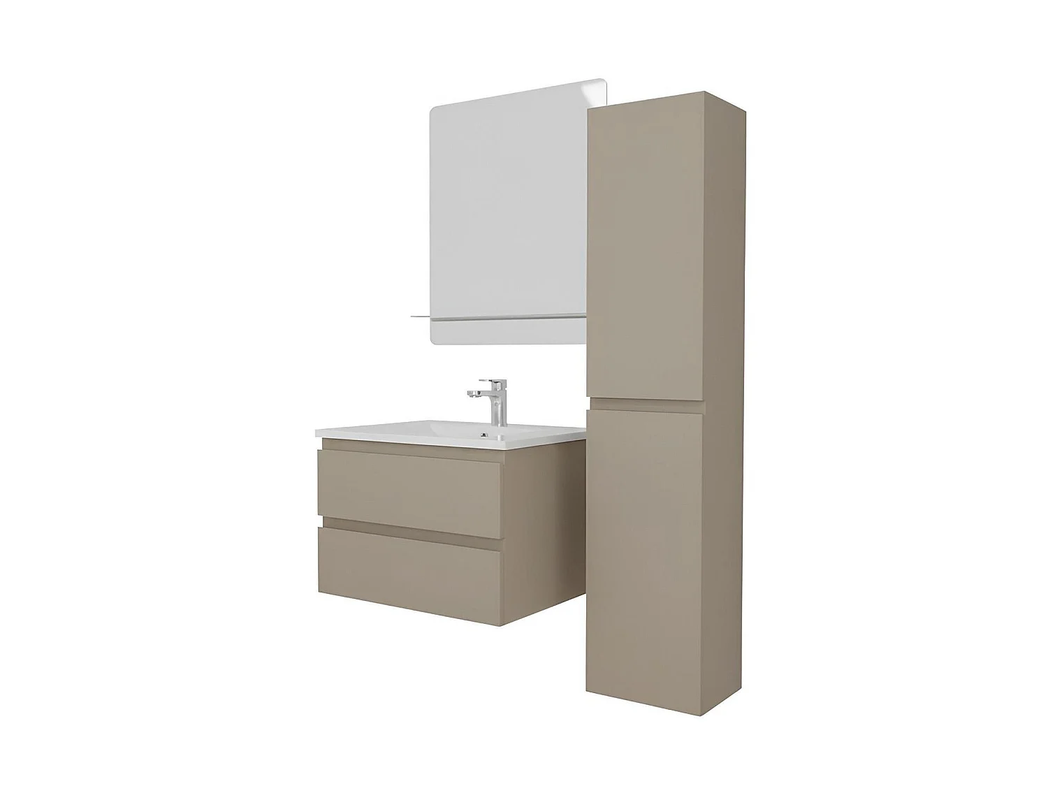 Enkele spoelbakset 60 cm + kraan + spiegel + SORRENTO kolom