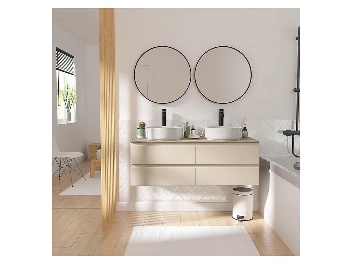 Sorrento dubbele wastafelmeubel van 120 cm + kraan + spiegel