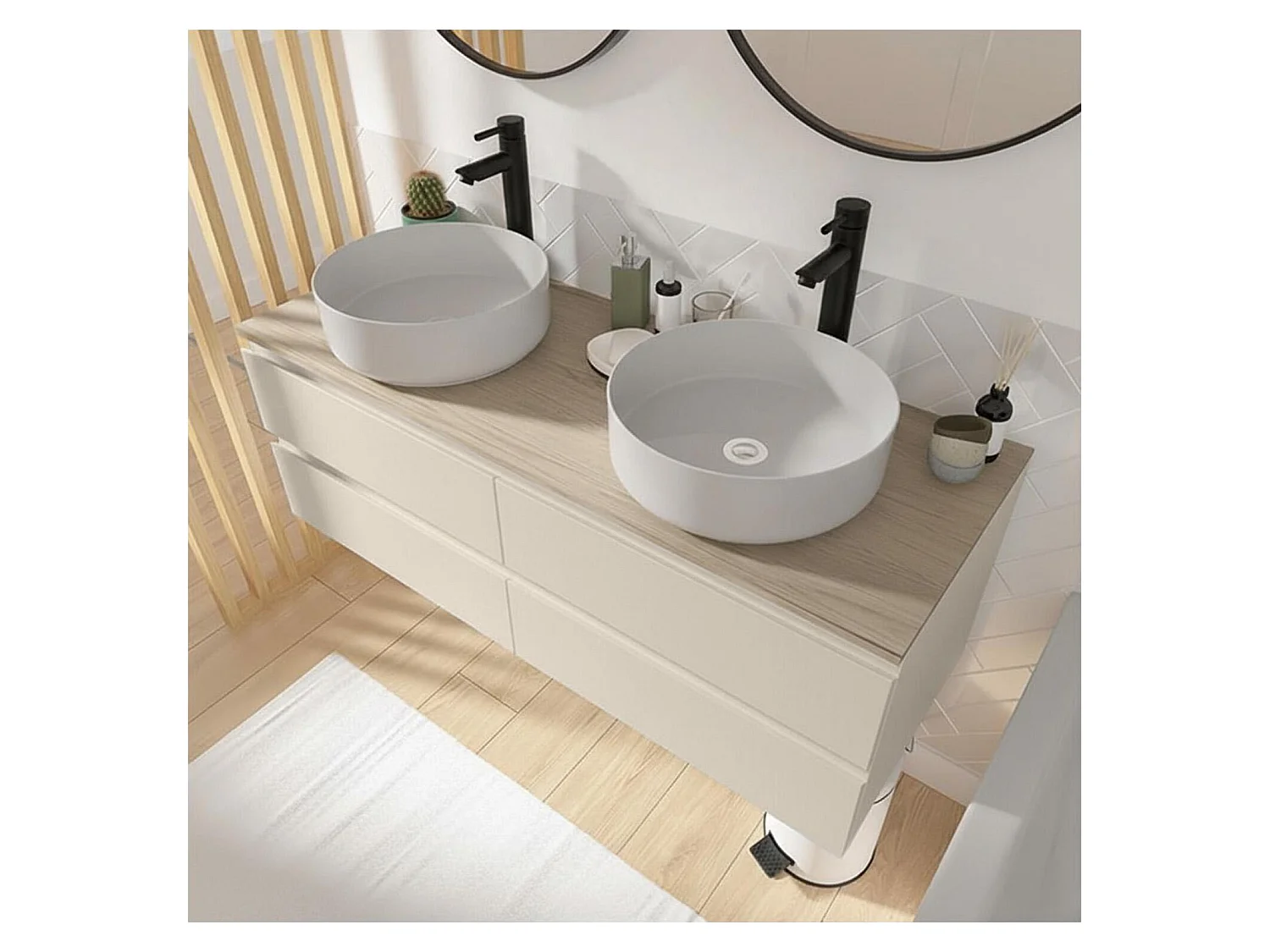 Sorrento dubbele wastafelmeubel van 120 cm + kraan + spiegel