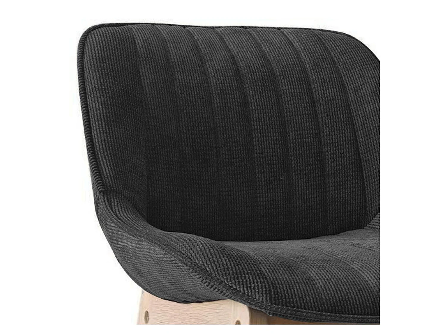 Conjunto de ilha e cadeiras de bar em carvalho NORDEN de 65 cm com assento em tecido de veludo cotelê