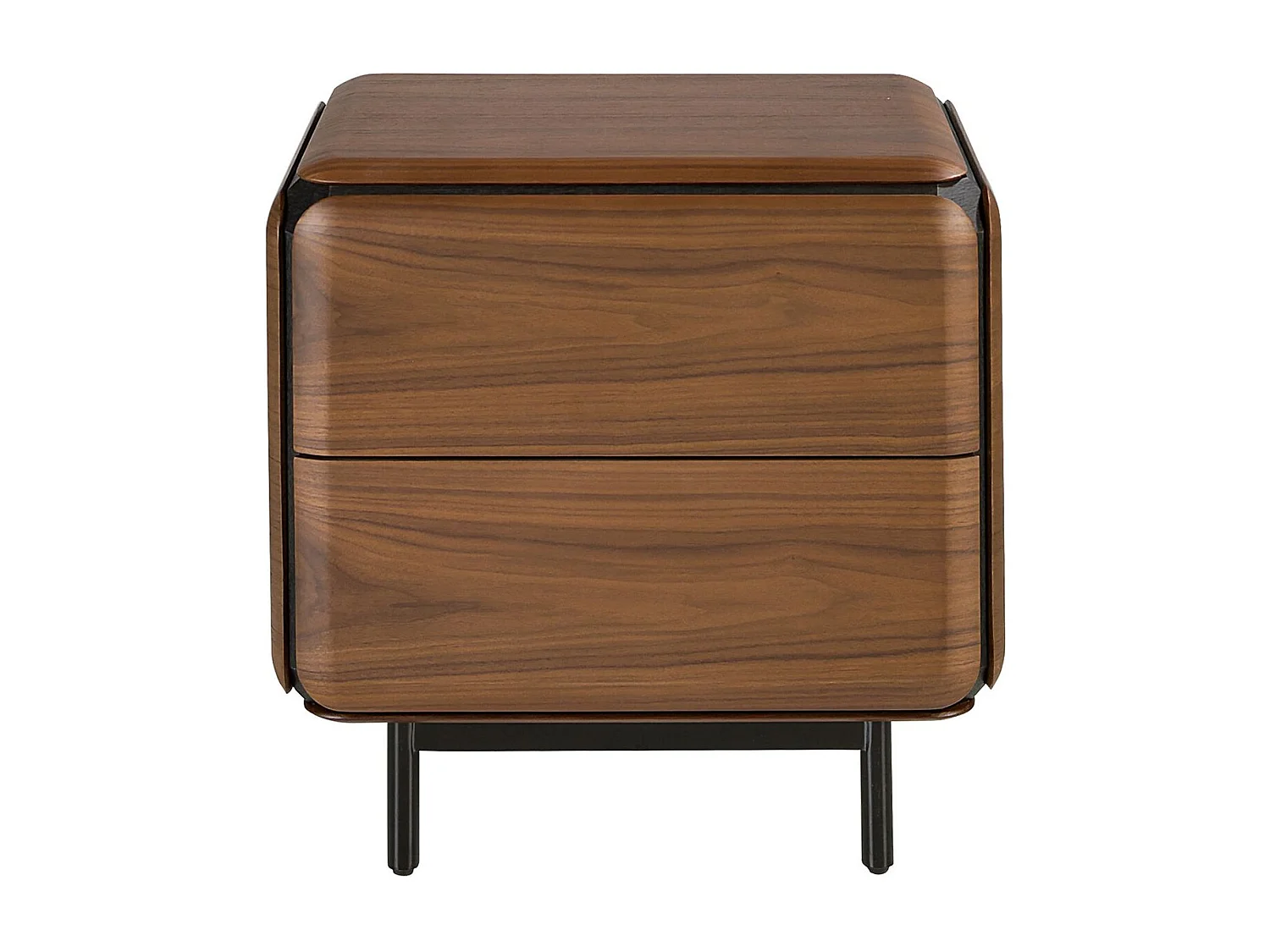 Nachttisch aus Nussbaum, Wenge und schwarzem Stahl 7237 ANGEL CERDA