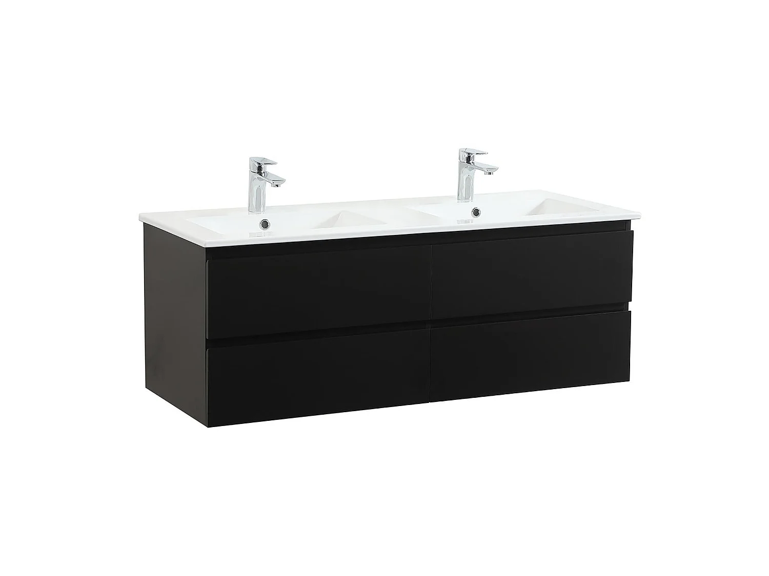 Dubbele wastafel van 120 cm met keramisch blad en SORRENTO kranen