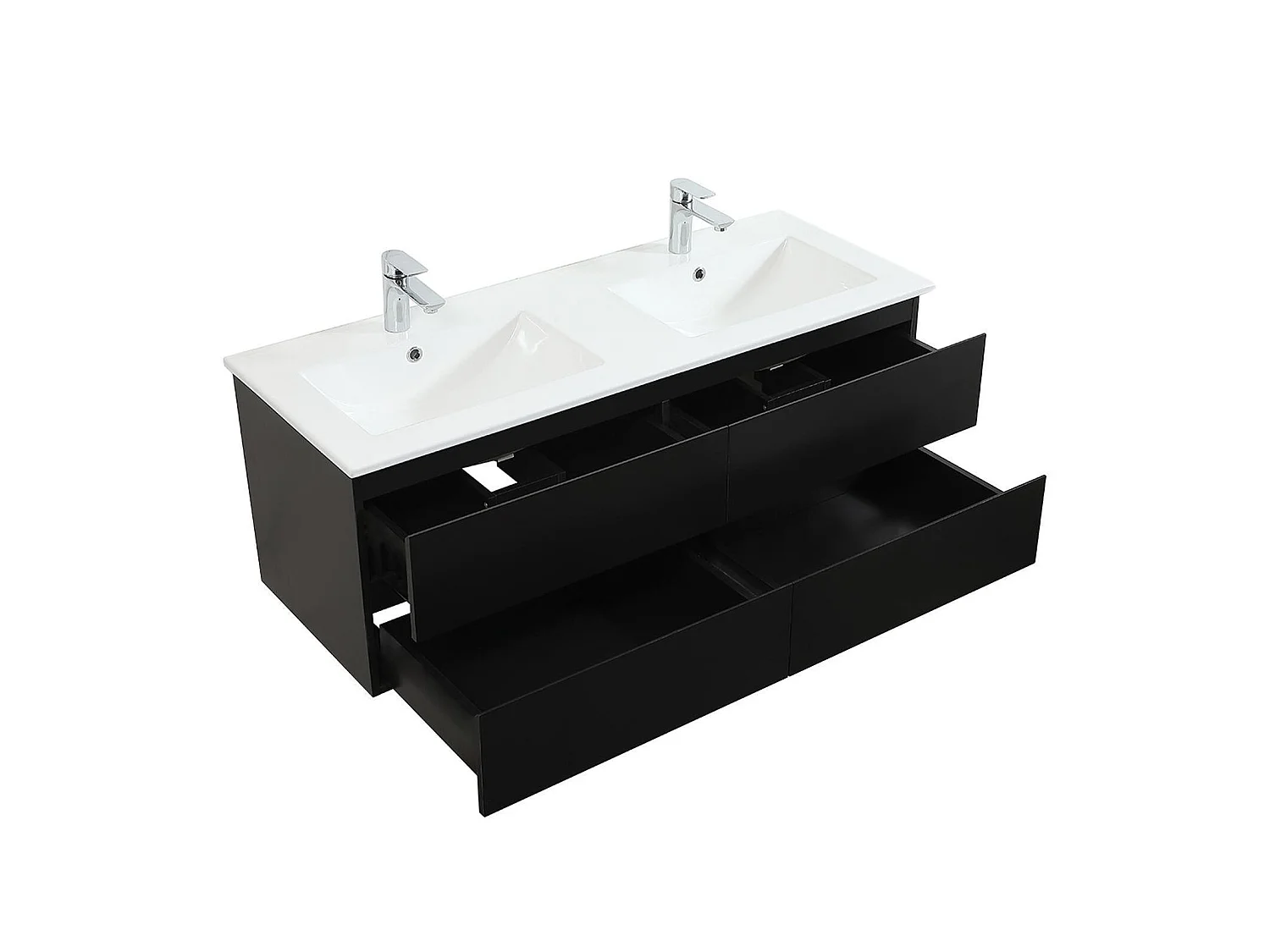 Dubbele wastafel van 120 cm met keramisch blad en SORRENTO kranen