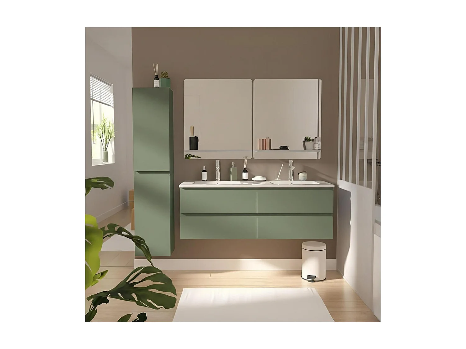 Ensemble meuble double vasque SORRENTO 120cm avec plan céramique