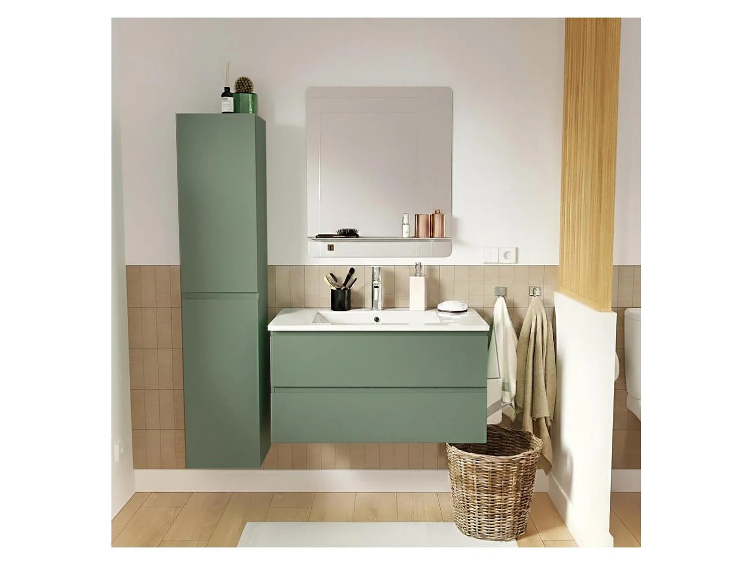 Eenvoudig meubel + kraan + spiegel + SORRENTO-kolom