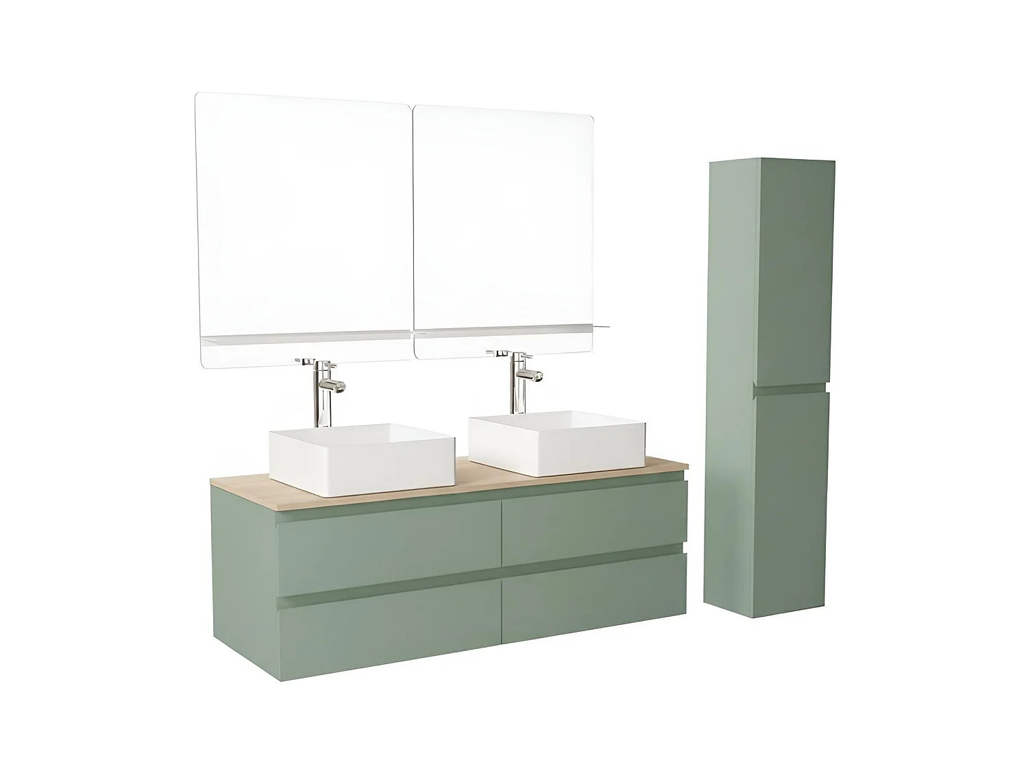 Sorrento 120 cm Wand-Doppelwaschtisch mit Hochschrank
