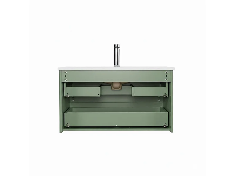 Meuble simple vasque SORRENTO 80cm décor chêne avec robinet et miroir