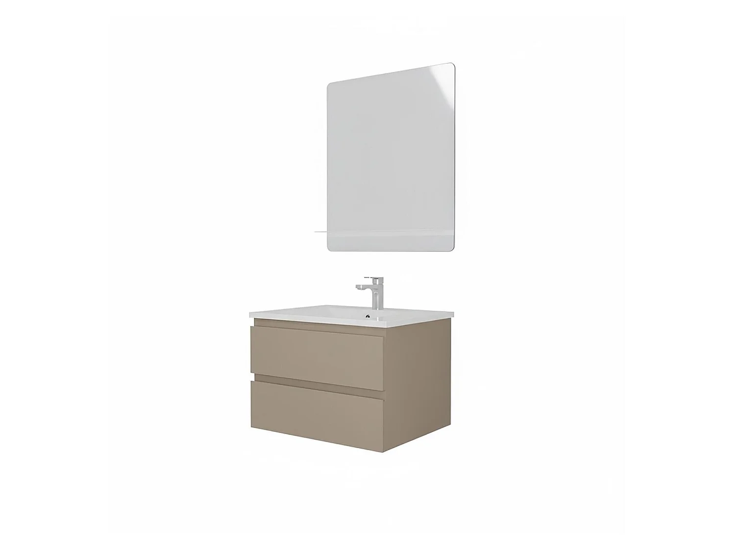 SORRENTO wastafelmeubelset met één wastafel 60 cm + kraan + spiegel
