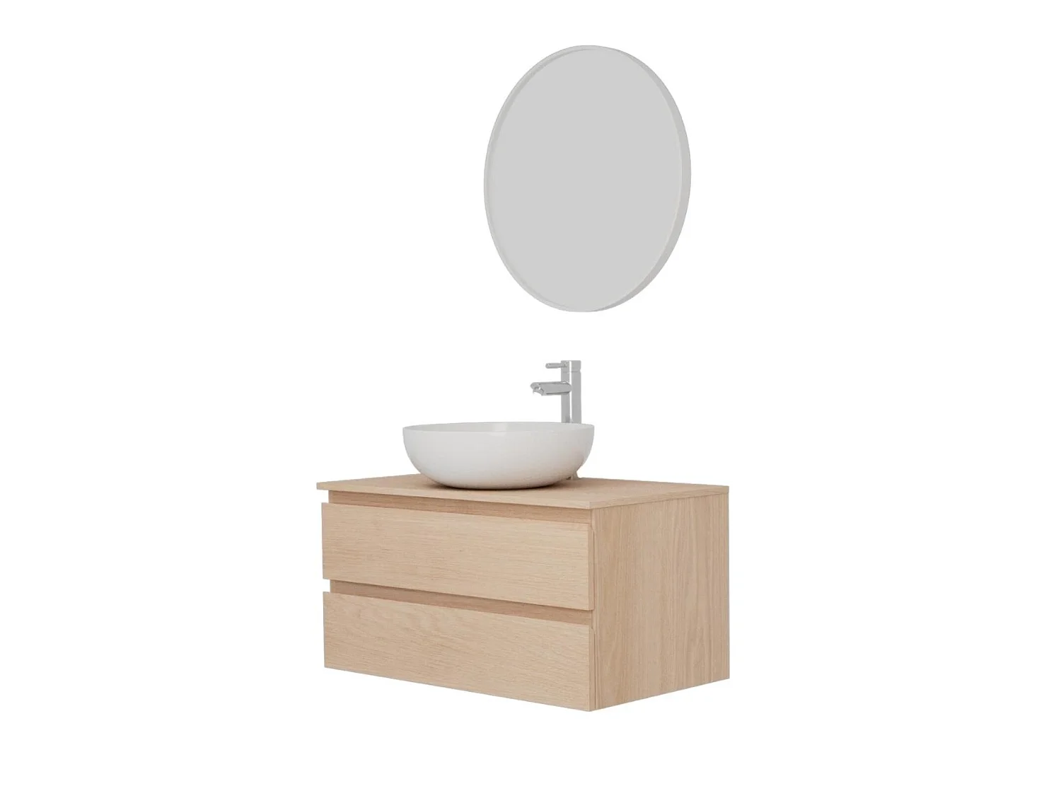 Mobile lavabo singolo SORRENTO 80 cm + lavabo + rubinetto + specchio