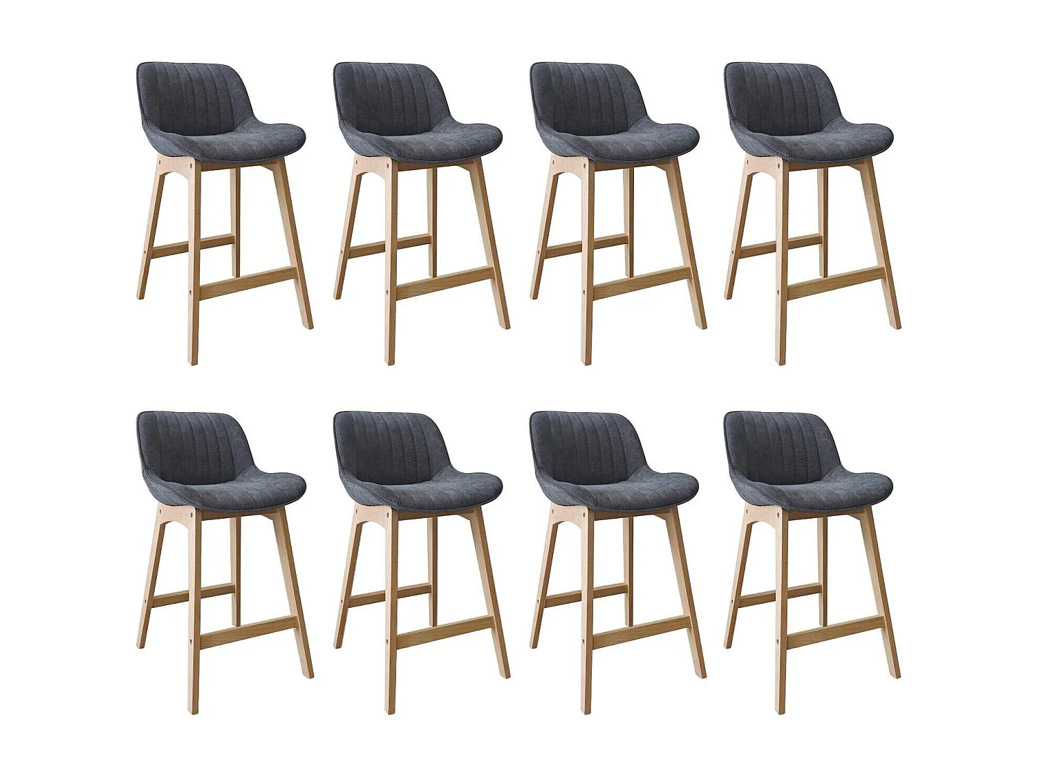 Set van 65 cm NORDEN eikenhouten eiland- en barstoelen met zitting van corduroystof
