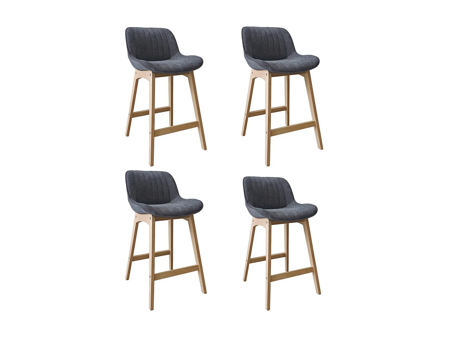Set van 65 cm NORDEN eikenhouten eiland- en barstoelen met zitting van corduroystof