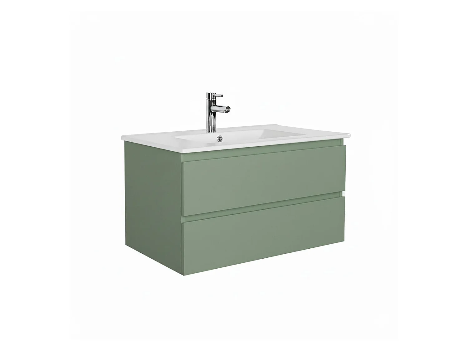 Wastafelmeubel met enkele wastafel van 80 cm, eikenhouten afwerking en SORRENTO-kraan