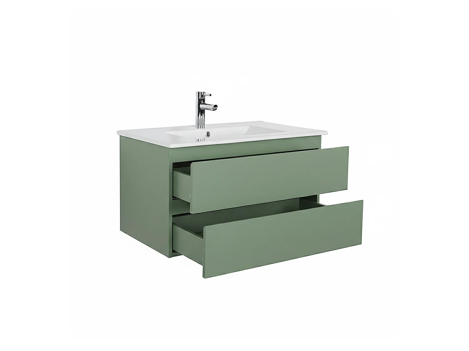 Enkele wastafelmeubel van 80 cm met eikenhouten afwerking, inclusief wastafel en kraan SORRENTO