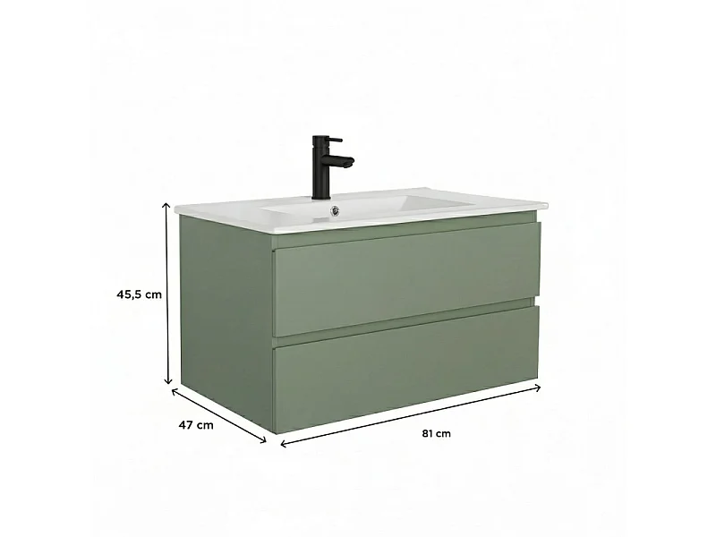 Mueble de baño individual de 80cm con lavabo y grifo SORRENTO