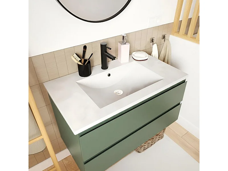 Mueble de baño individual de 80cm con lavabo y grifo SORRENTO