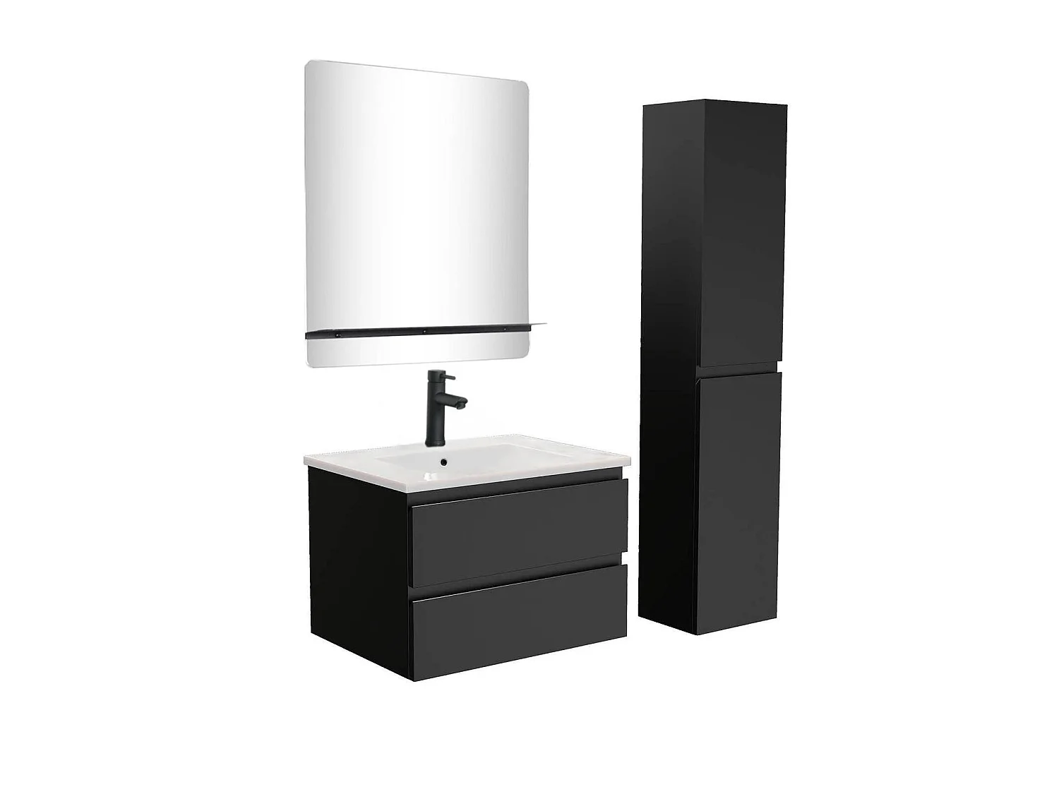 Eenvoudig meubel + kraan + spiegel + SORRENTO-kolom