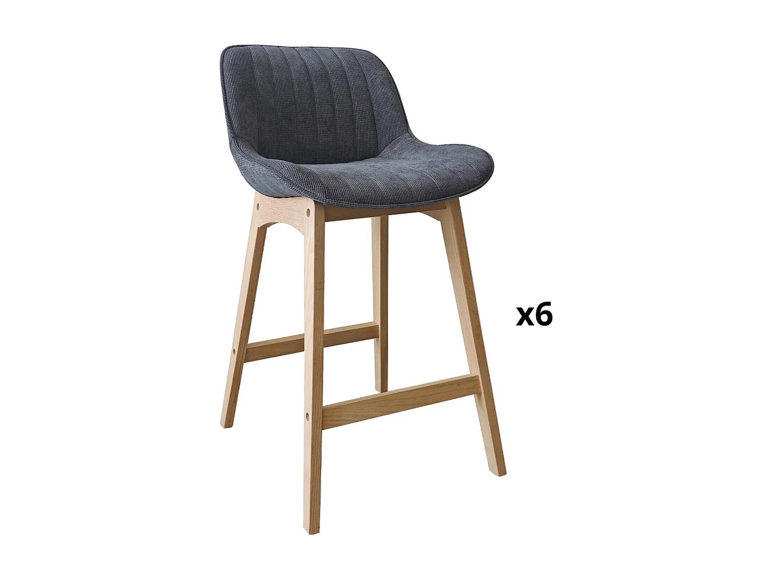 Set van 65 cm NORDEN eikenhouten eiland- en barstoelen met zitting van corduroystof