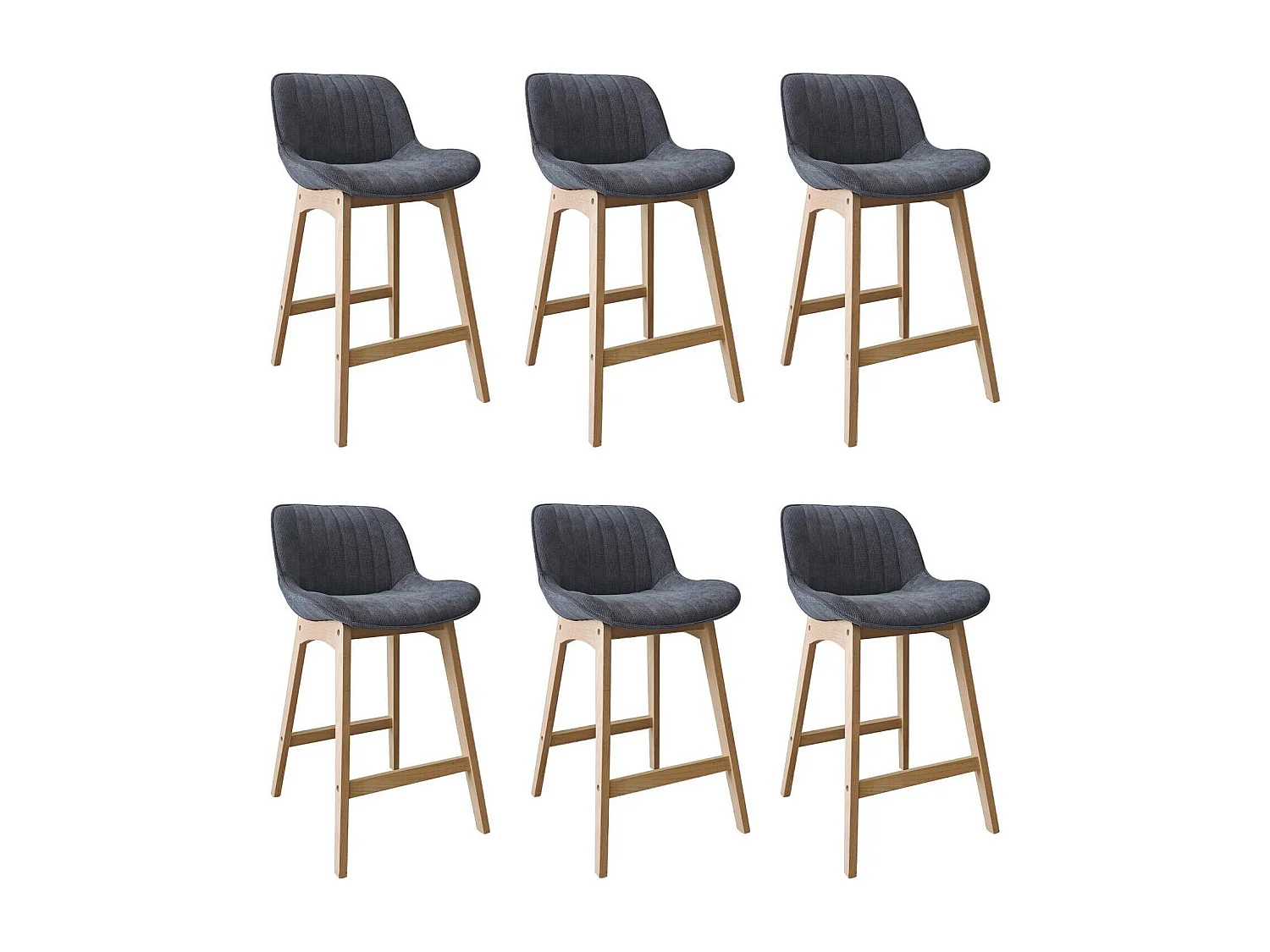 Set van 65 cm NORDEN eikenhouten eiland- en barstoelen met zitting van corduroystof