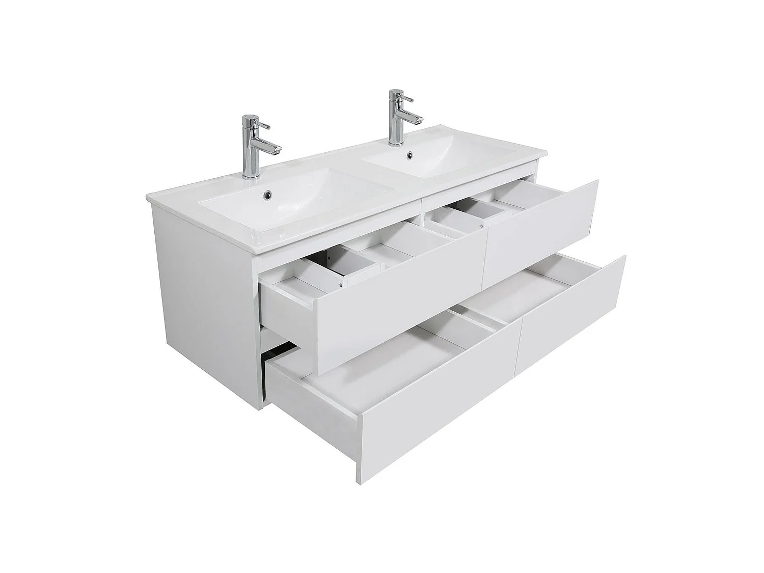 Mobile bagno doppio 120cm con piano in ceramica e rubinetteria SORRENTO