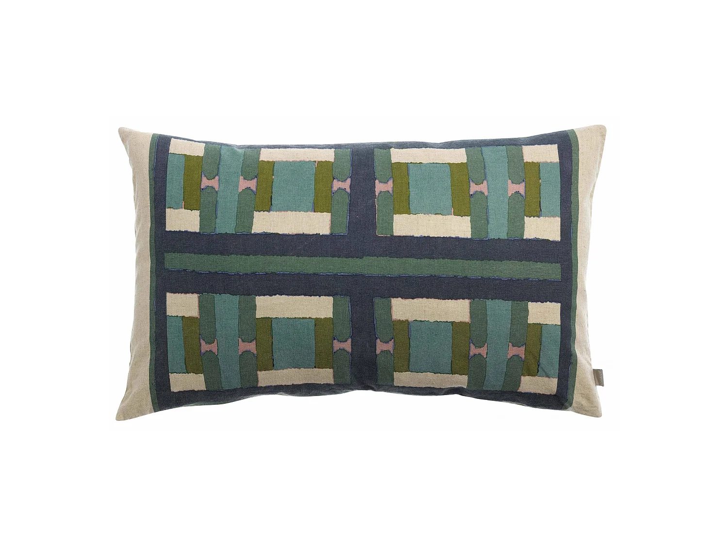 Coussin imprimé Taho vert de gris 40 x 65 cm Vivaraise