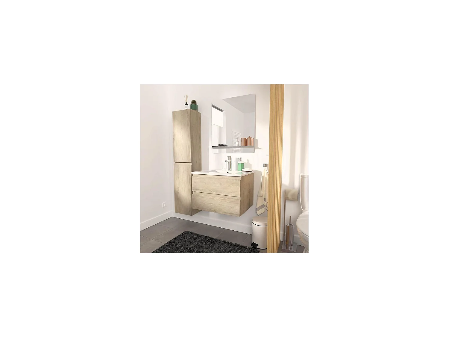 Columna de pared para cuarto de baño 140cm SORRENTO Décor roble carbono