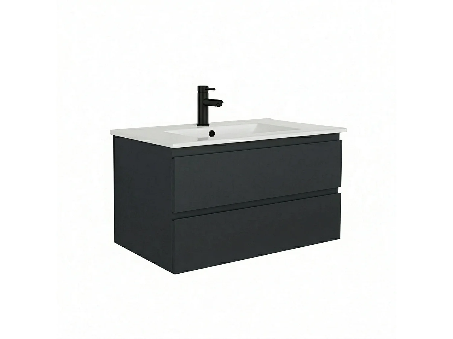 Mobile bagno singolo da 80 cm con finitura rovere, lavabo e rubinetto SORRENTO