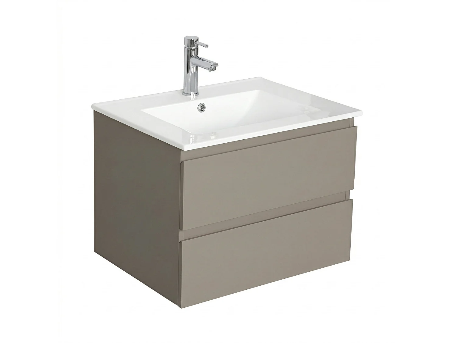 Enkele wastafelset 60cm met keramische bovenkant en chromen kraan SORRENTO