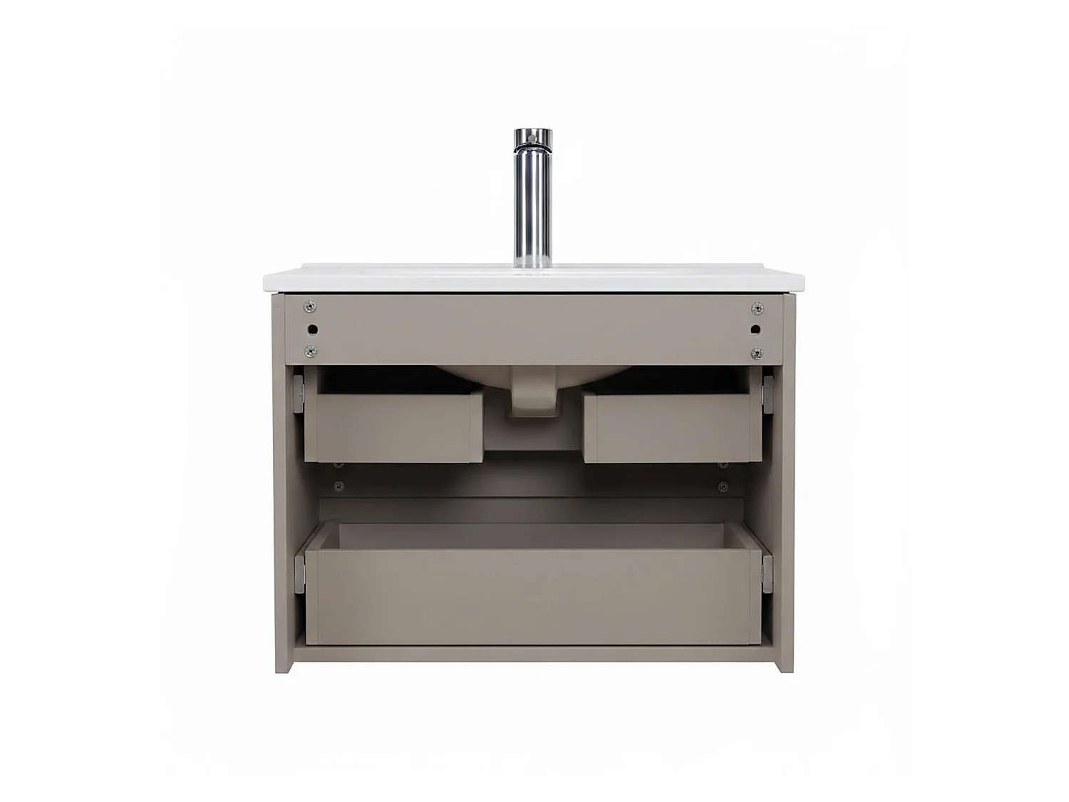 Enkele wastafelset 60cm met keramische bovenkant en chromen kraan SORRENTO
