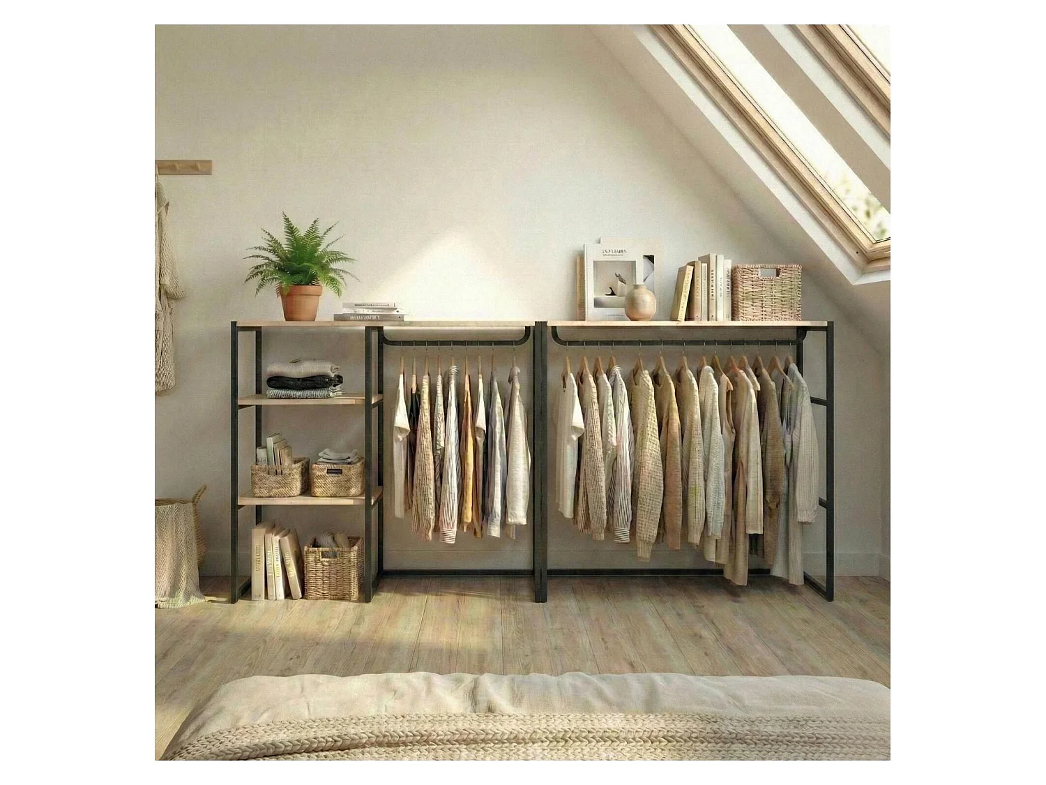 Conjunto de 2 percheros modulares para buhardilla 200x85cm KADRA