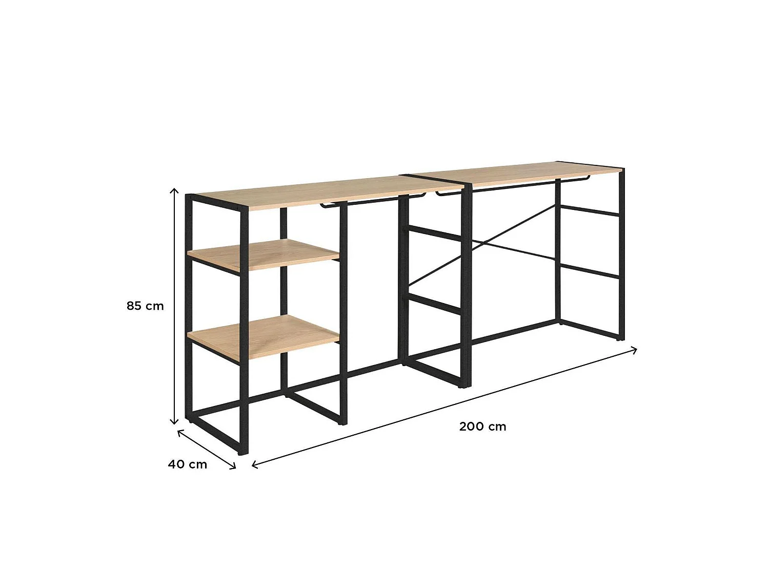 Conjunto de 2 percheros modulares para buhardilla 200x85cm KADRA