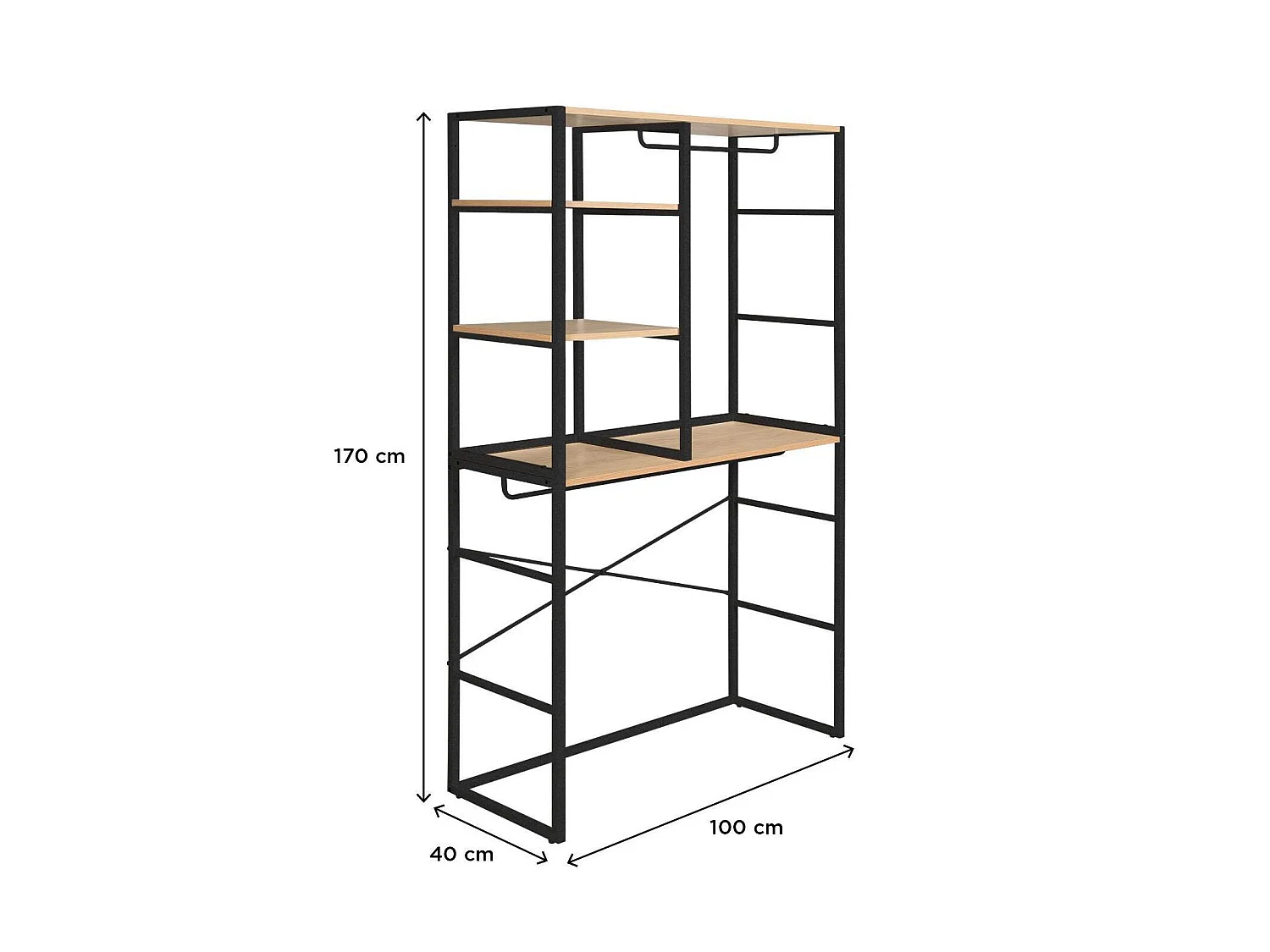 Conjunto de 2 percheros modulares para buhardilla 200x85cm KADRA