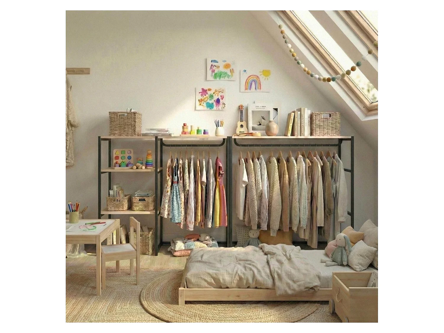 Conjunto de 2 percheros modulares para buhardilla 200x85cm KADRA