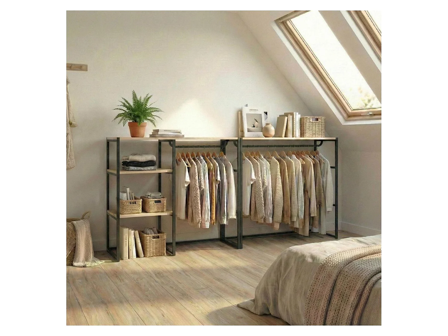 Conjunto de 2 percheros modulares para buhardilla 200x85cm KADRA