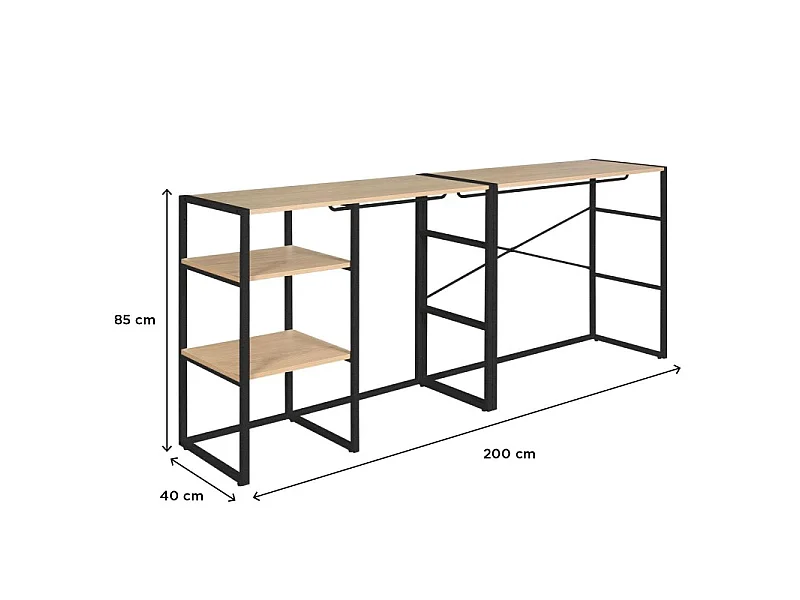 Set van 2 modulaire zolderkledingrekken 200x85cm KADRA