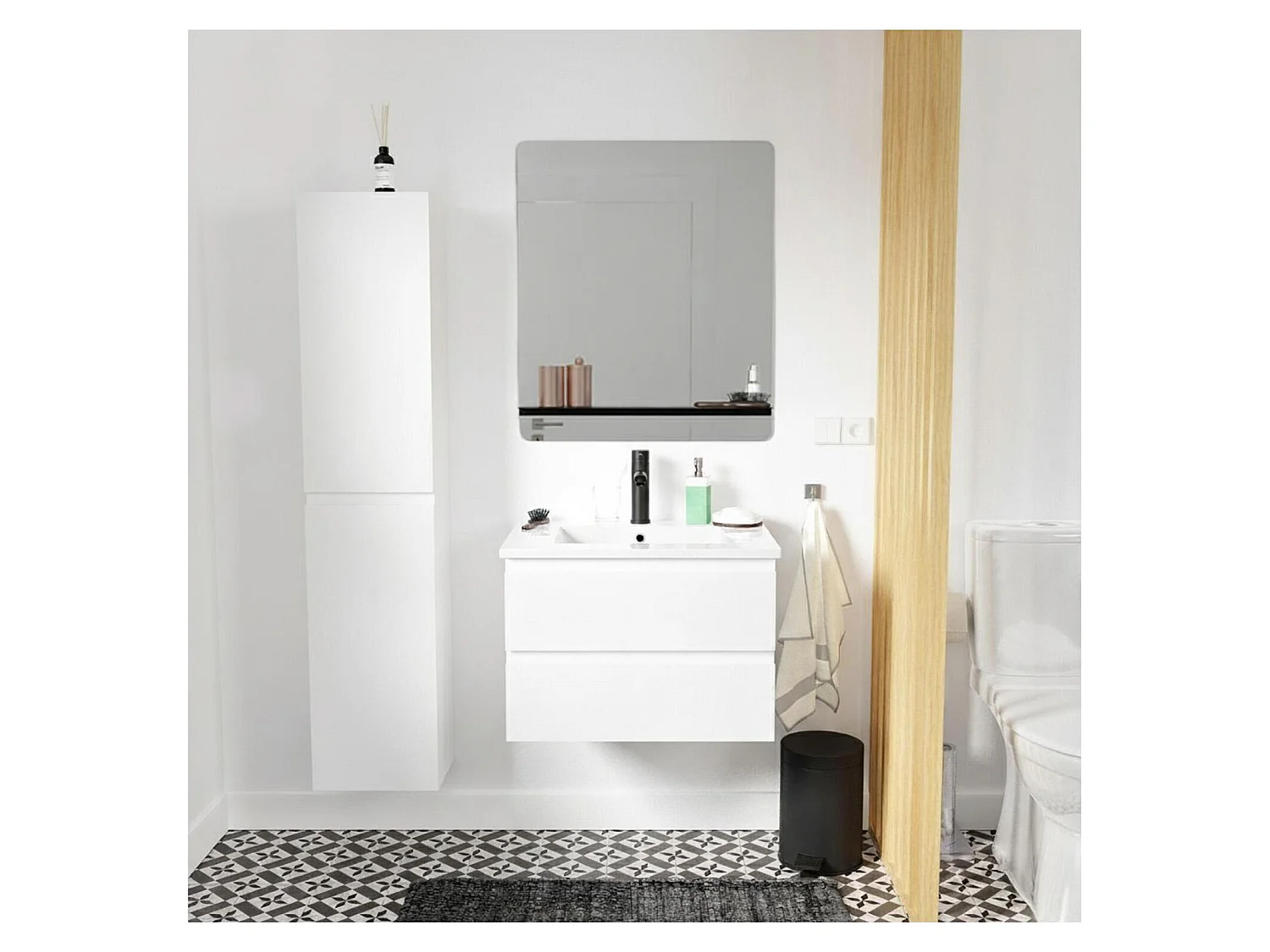 Mobile semplice + rubinetto + specchio + colonna SORRENTO