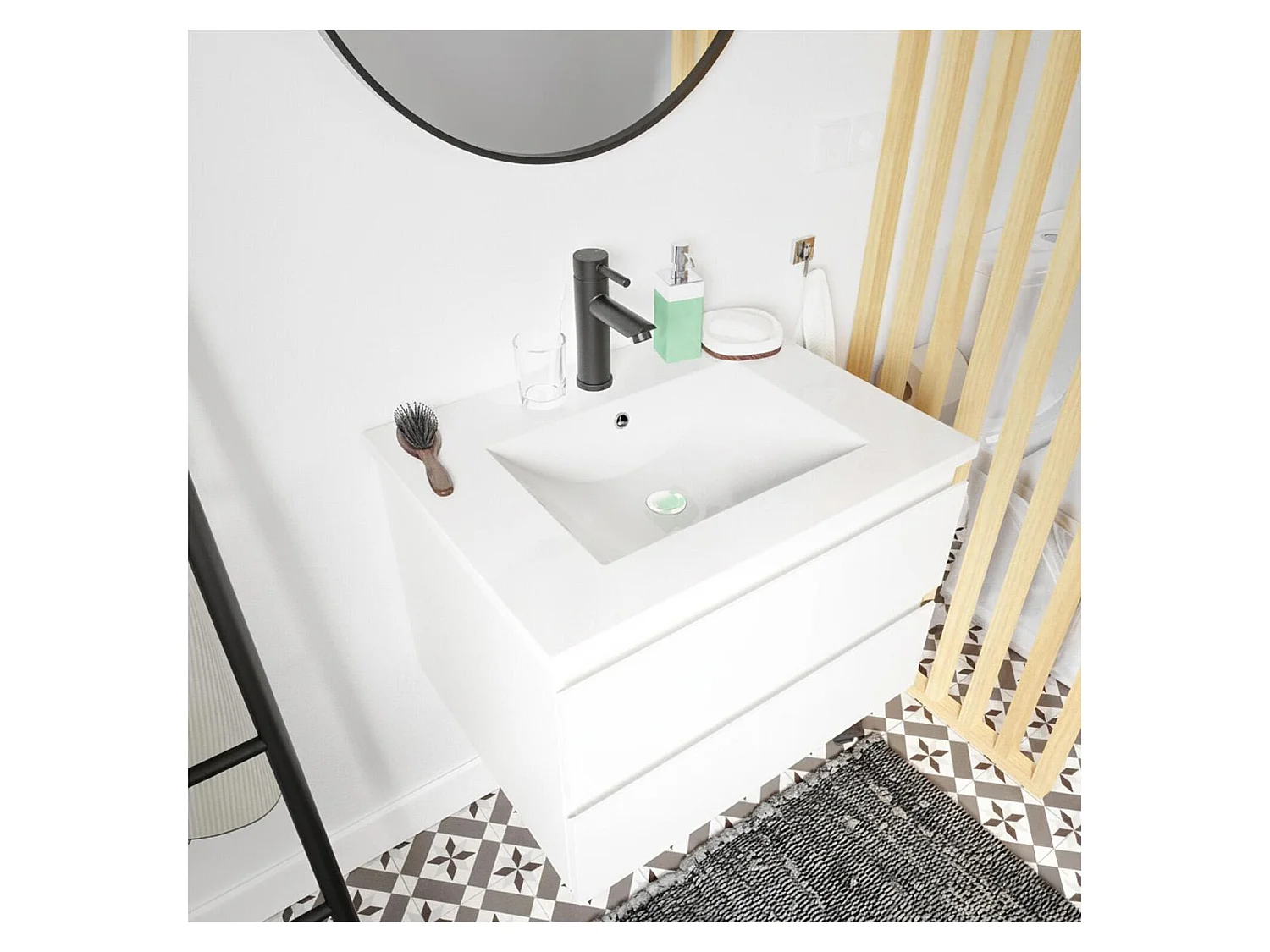 Mobile semplice + rubinetto + specchio + colonna SORRENTO