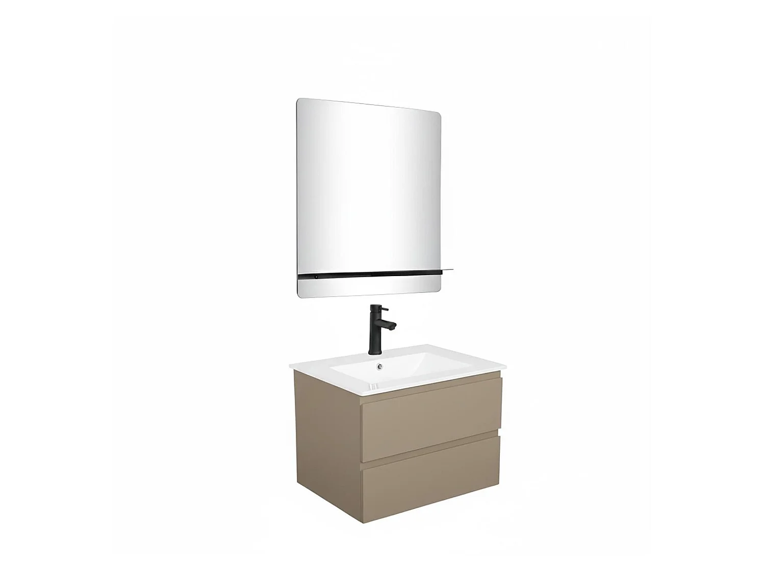 Einzelmöbel + Waschbecken + Armatur + Spiegel SORRENTO