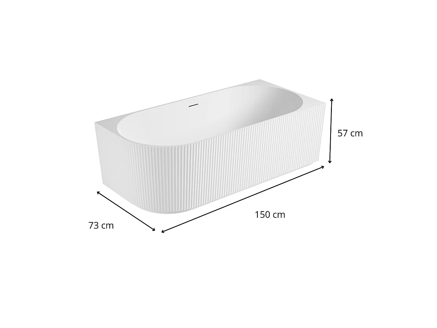 Vasca STRIA 150cm Semilibera Destra - Scanalata Acrilico Lucite®