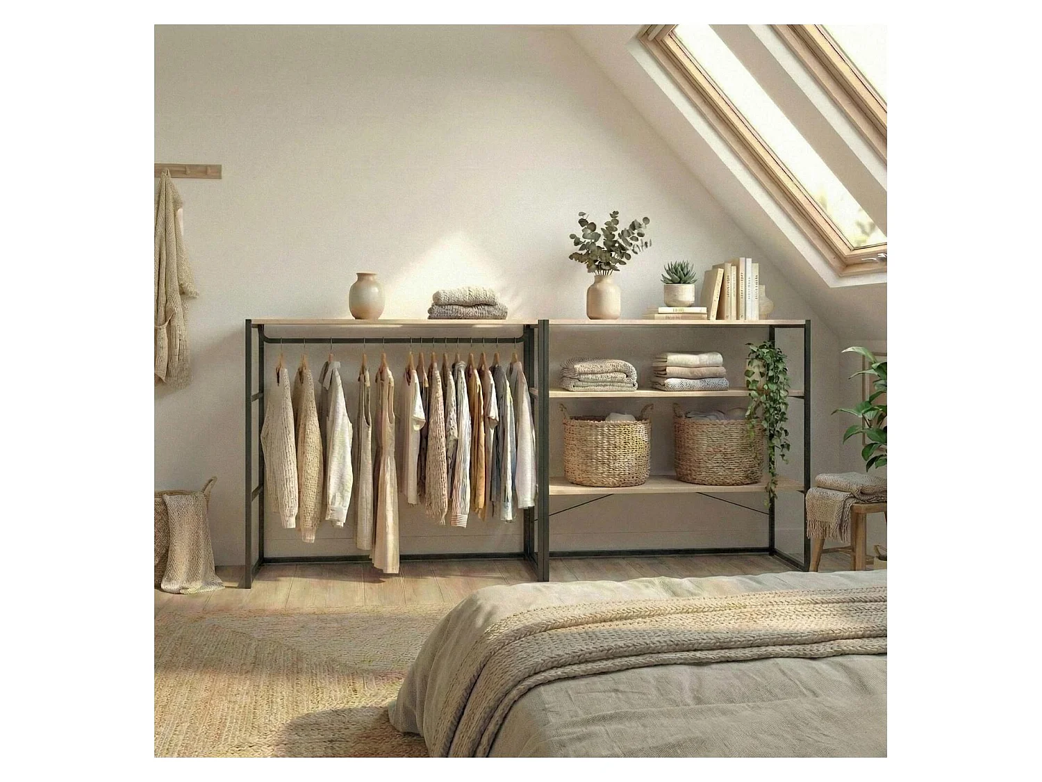 Conjunto de 2 percheros modulares para buhardilla 200x85cm KADRA