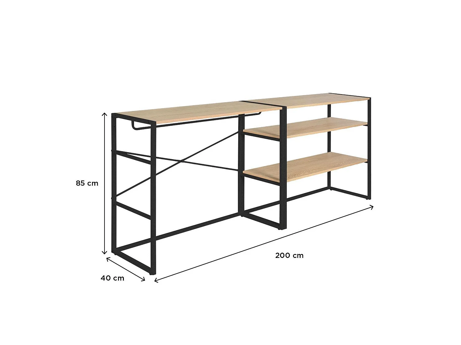 Conjunto de 2 percheros modulares para buhardilla 200x85cm KADRA