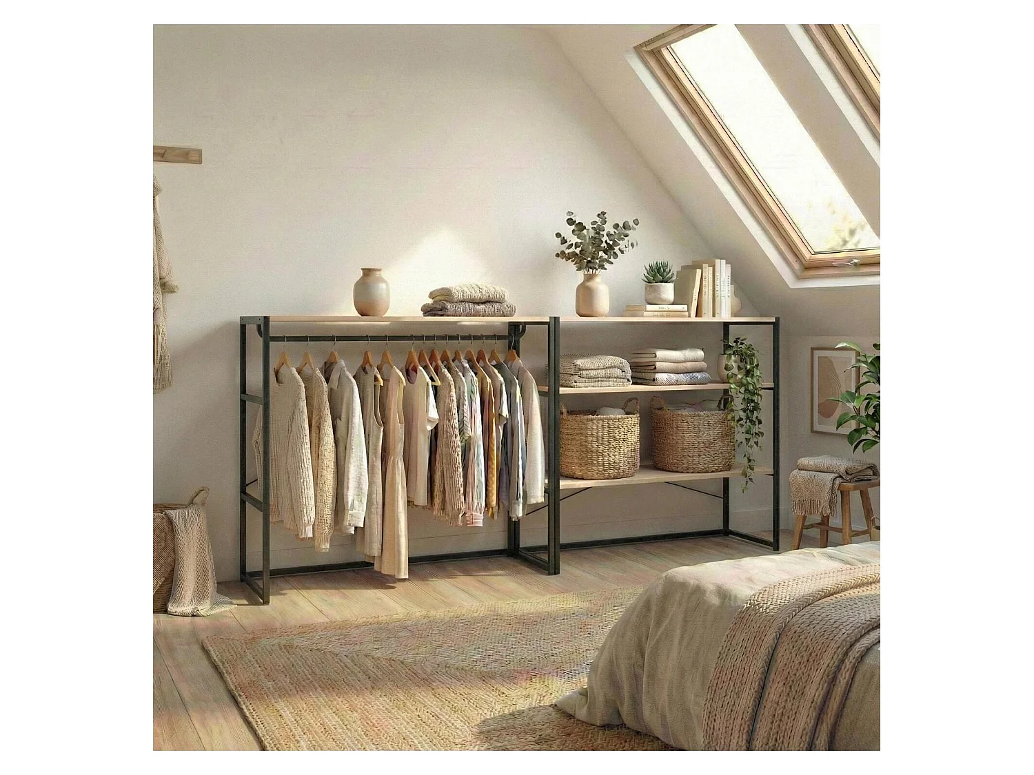 Conjunto de 2 percheros modulares para buhardilla 200x85cm KADRA