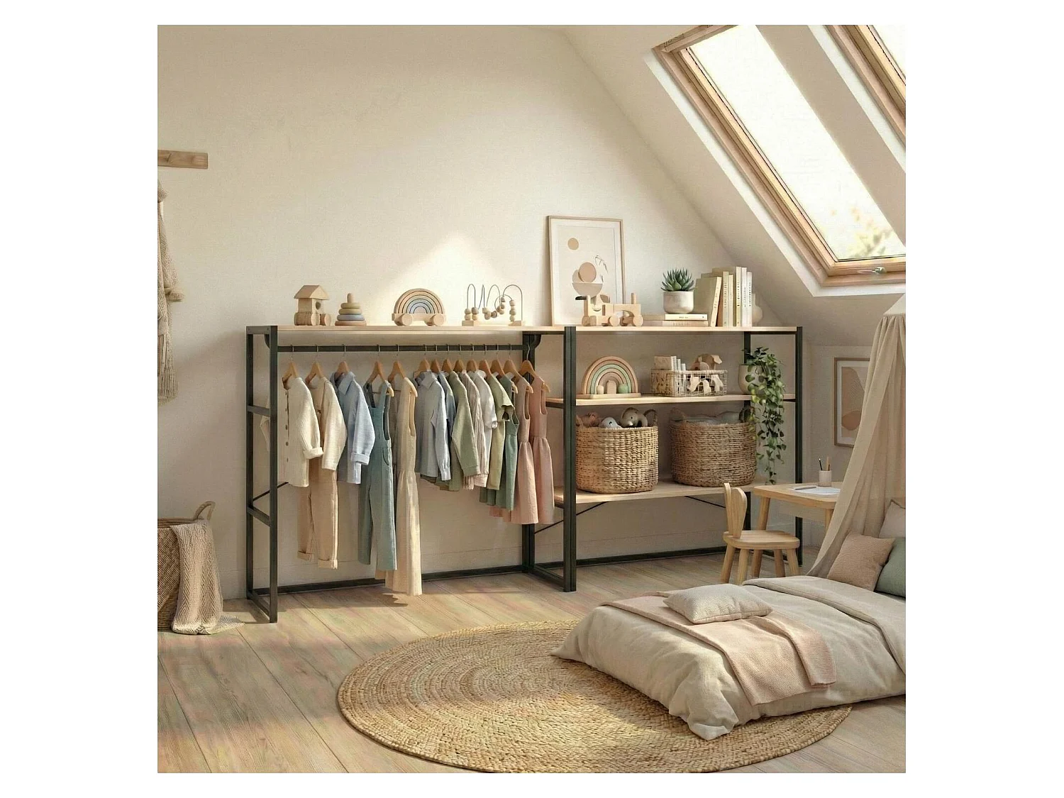 Conjunto de 2 percheros modulares para buhardilla 200x85cm KADRA