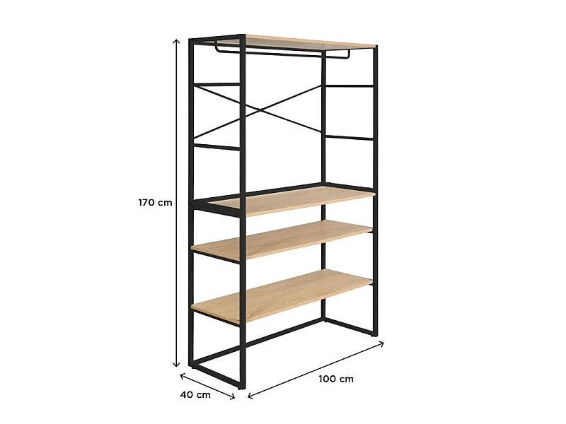 Set van 2 modulaire zolderkledingrekken 200x85cm KADRA