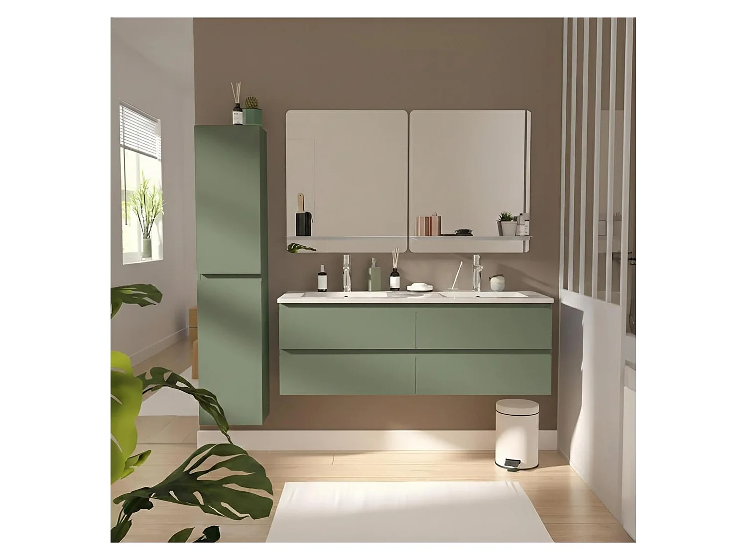 SORRENTO 120 cm dubbele wastafelmeubel met keramisch blad