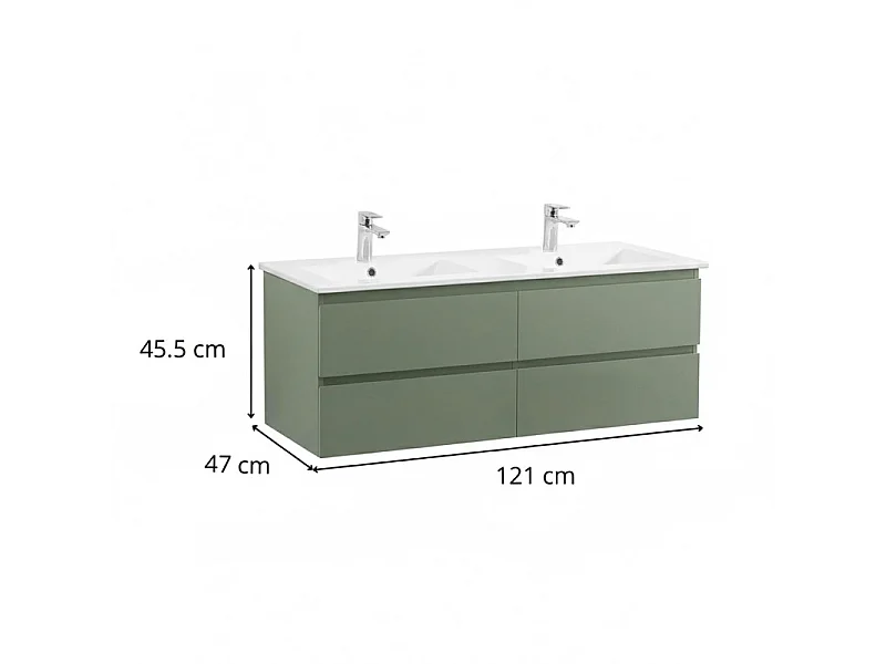 SORRENTO 120 cm dubbele wastafelmeubel met keramisch blad