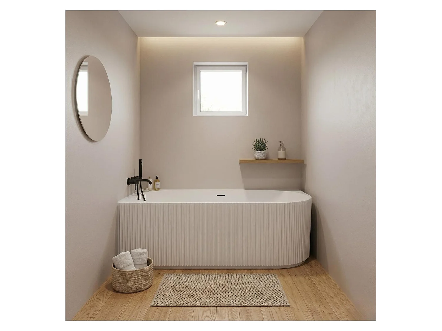 Vasca STRIA 150x80 Semilibera Scanalata - Sinistra Acrilico Bianco