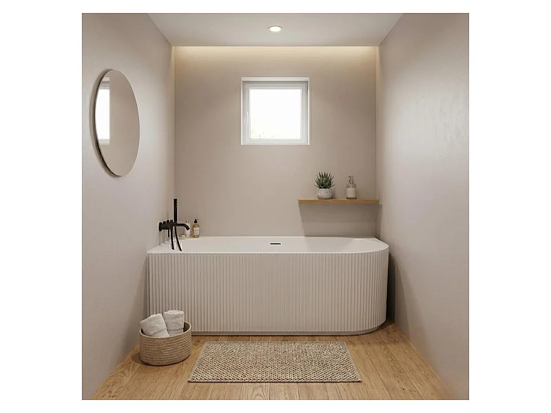 Bañera STRIA 150x80 Semiesquina Estriada - Izquierda Acrílico Blanco