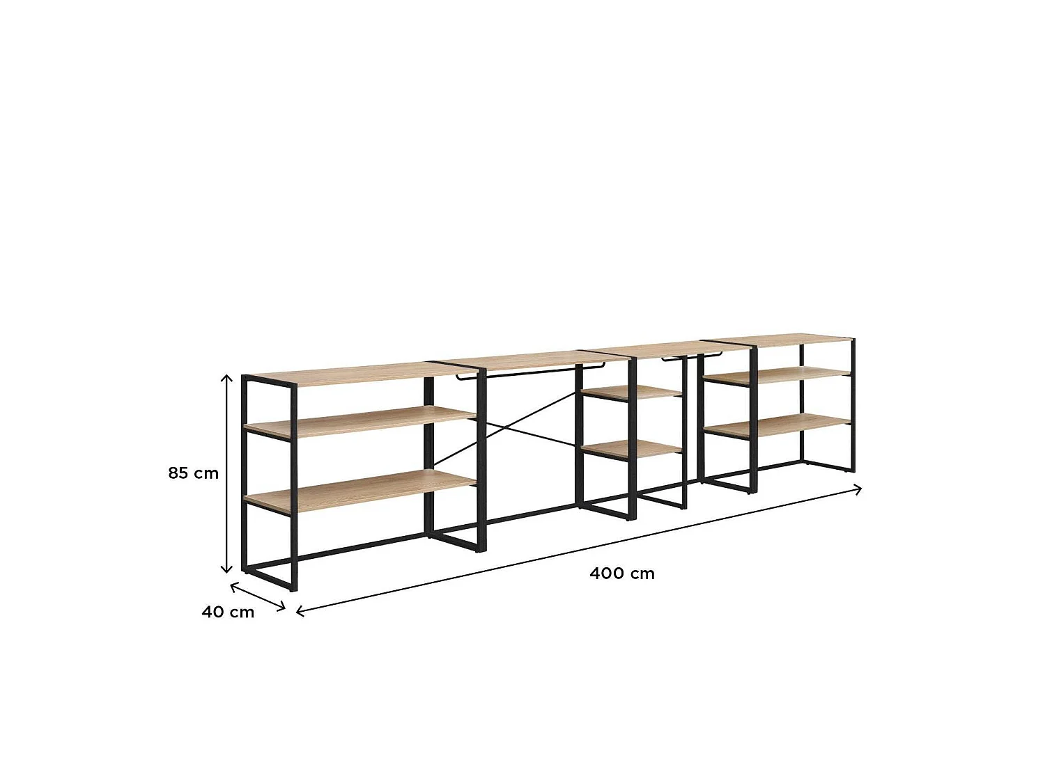 Conjunto de 4 percheros modulares para buhardilla 400x85cm KADRA