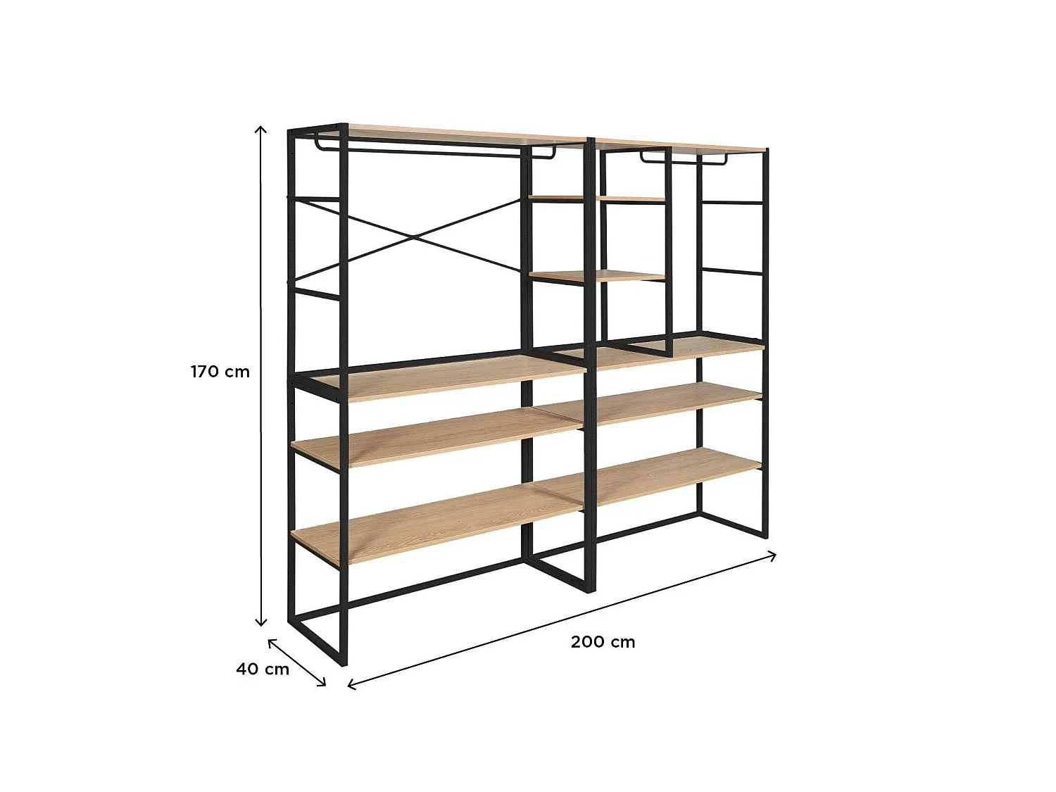 Conjunto de 4 percheros modulares para buhardilla 400x85cm KADRA